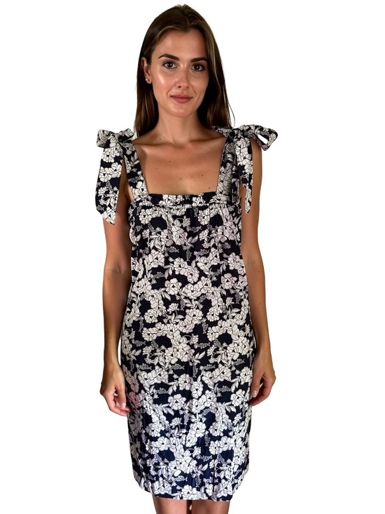 J. Crew Dresses & Skirts - J. Crew Navy and White Magnolia Floral Tie-Shoulder Dress